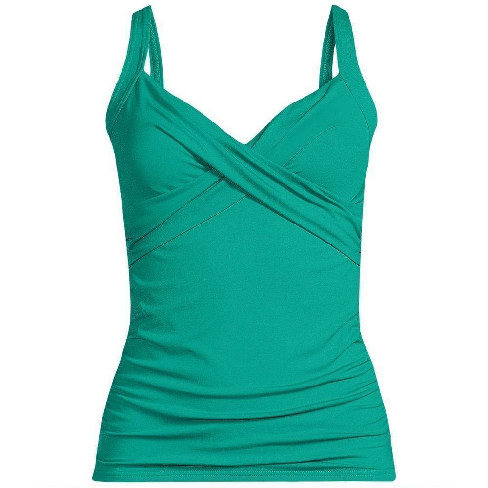 Land's End Plus Size underwire V-neck wrap tankini top Island emerald Various - Picture 2 of 5